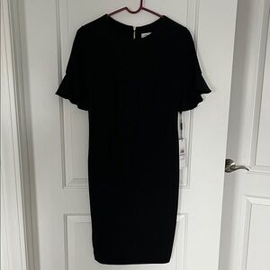Calvin Klein Black Mini Dress with Ruffle Sleeves